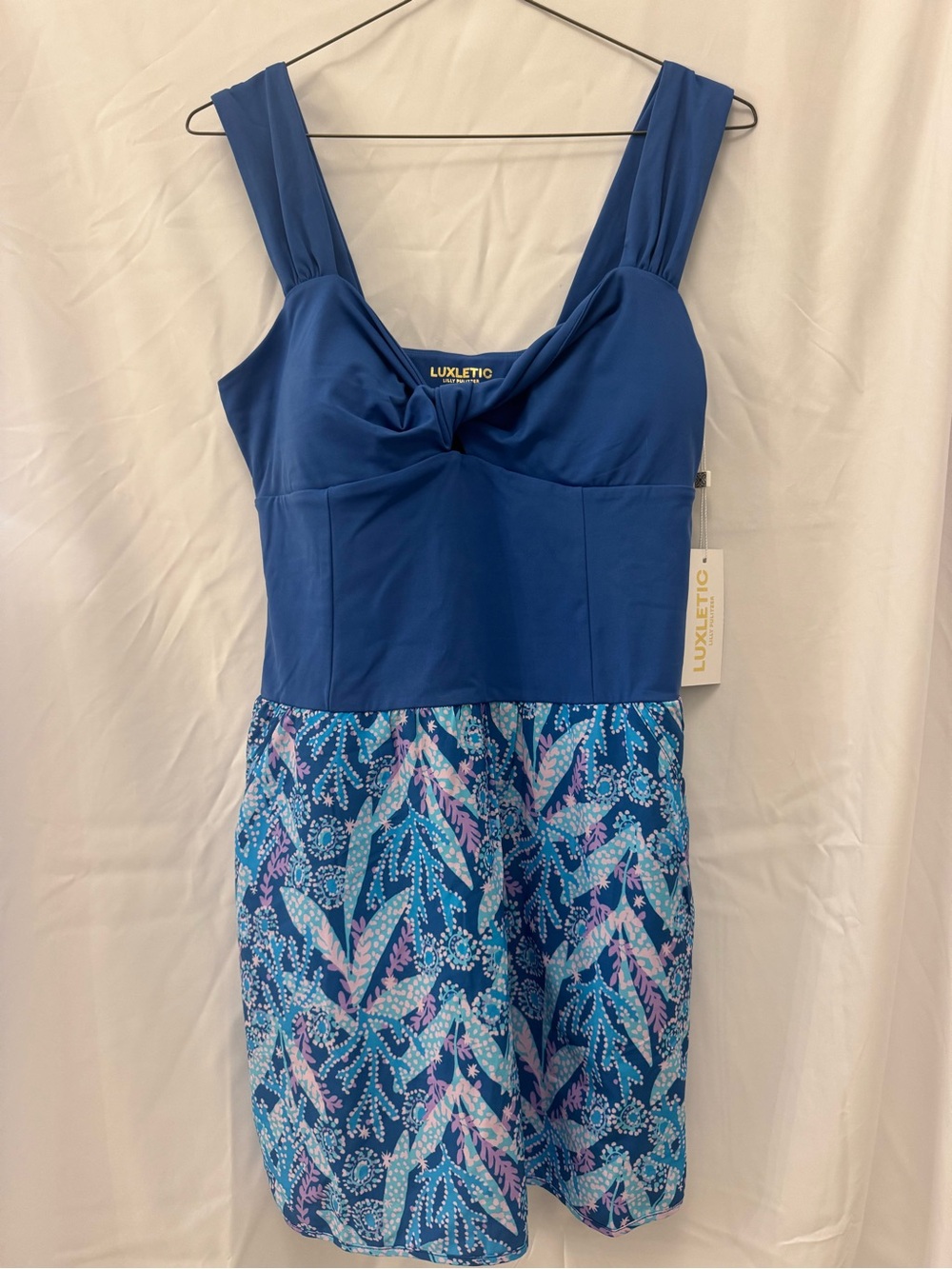 NWT - Lilly Pulitzer Blue Tank One-Piece Athletic Dress with Patterned Skirt